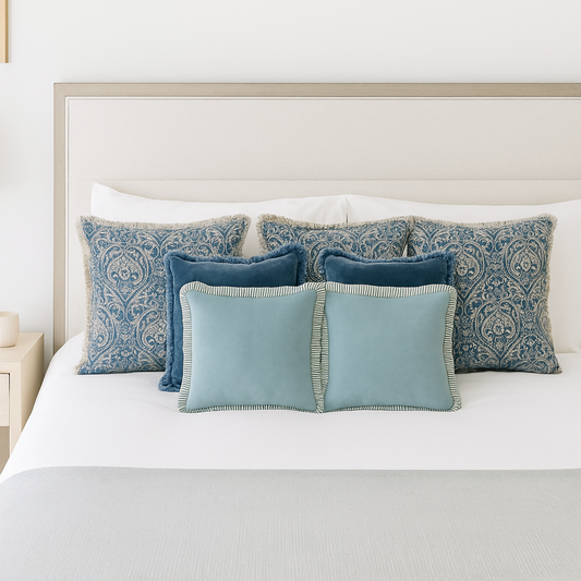 Damask Cushion Set in Blue