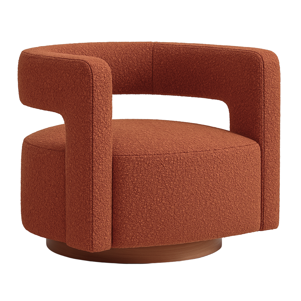 Noah Upholstered Accent Armchair in Terracotta Boucle
