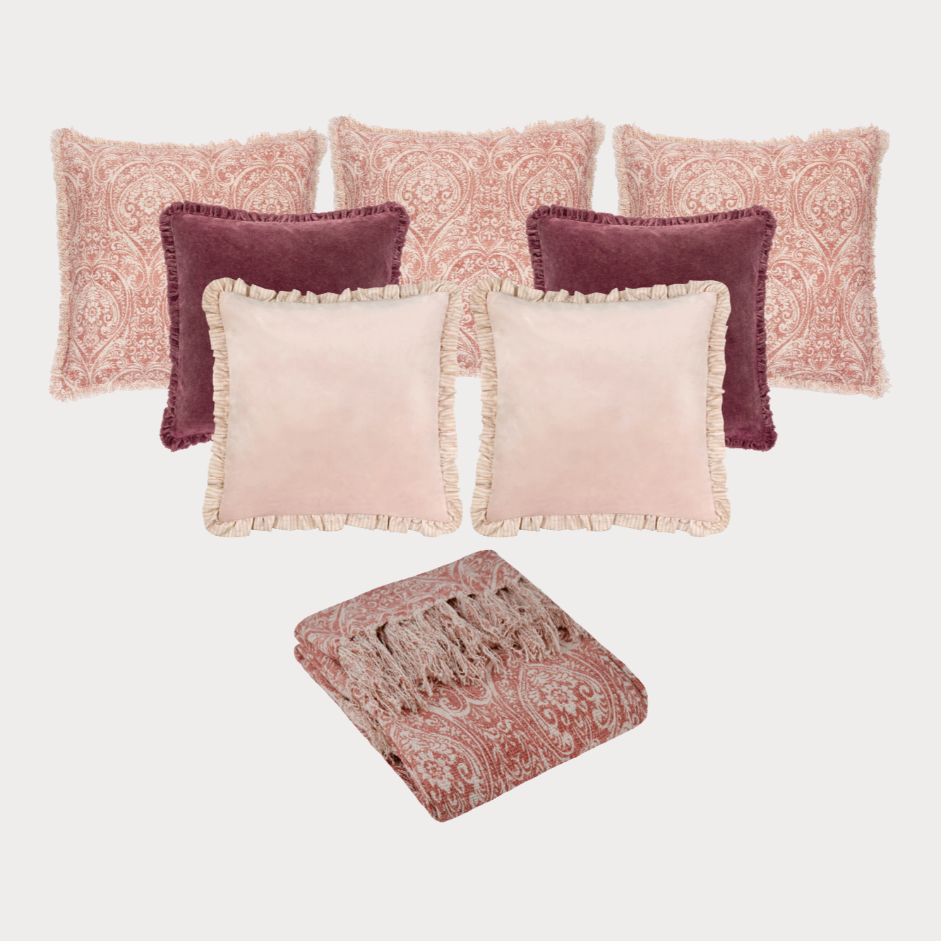 Damask Cushion Set in Pink