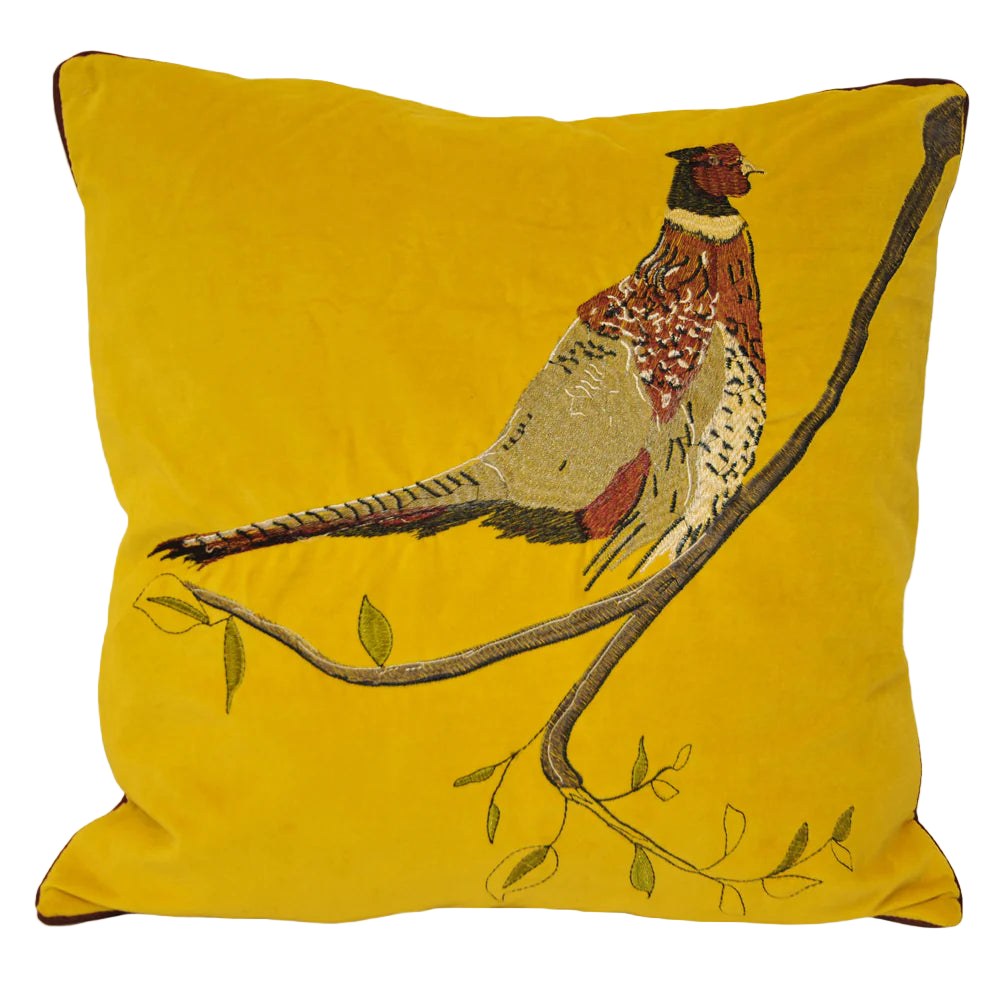 Pheasant Cushion Set in Mustard
