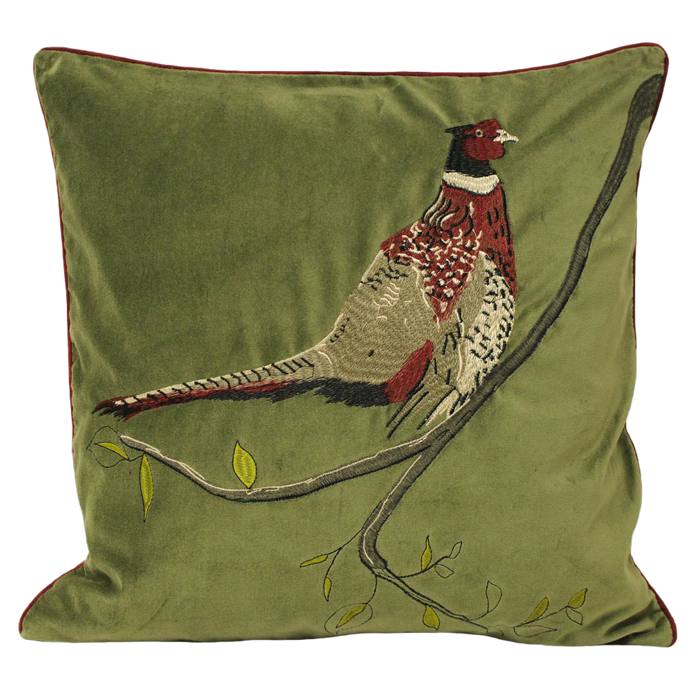 Pheasant Cushion Set in Moss Green