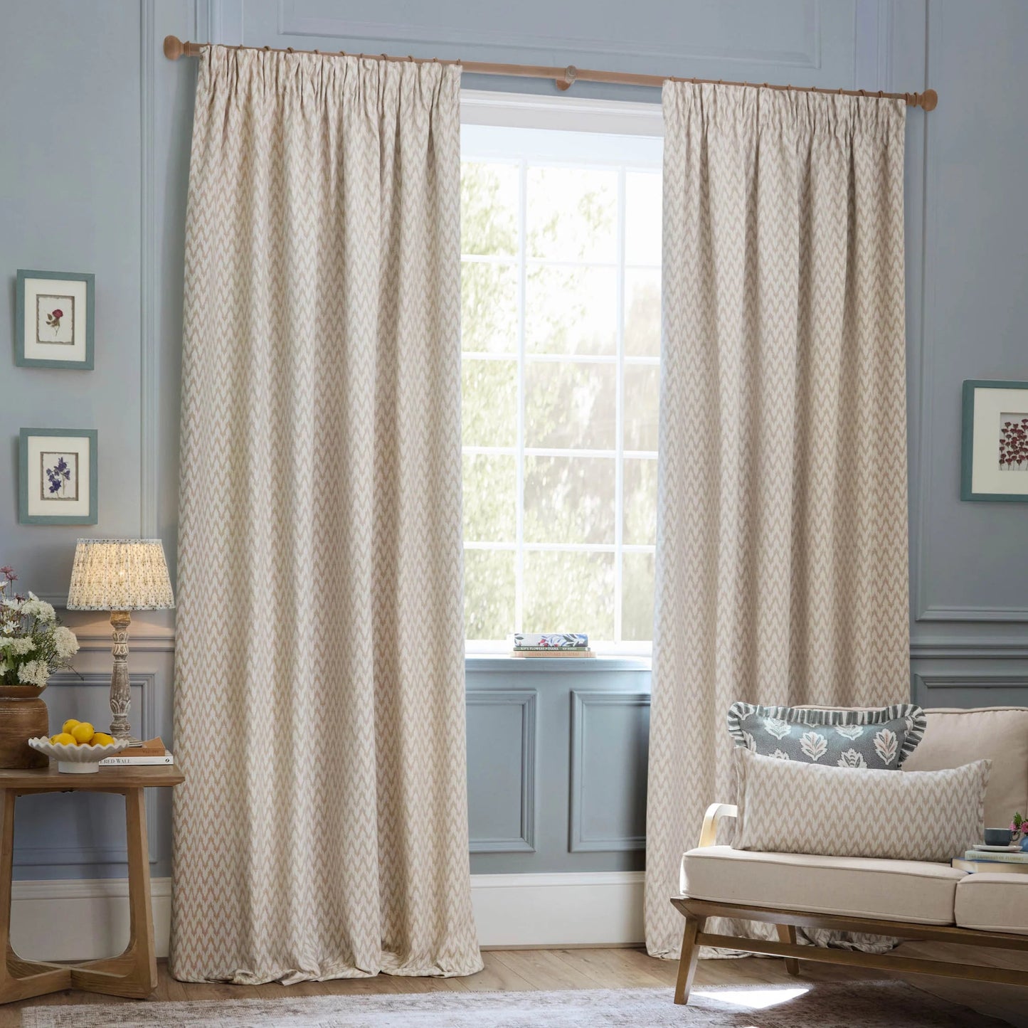 Hutton Jacquard Pencil Pleat Curtains (Pair)