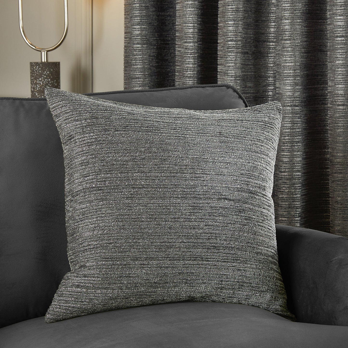 Jason Chenille Eyelet Curtains Graphite (Pair)