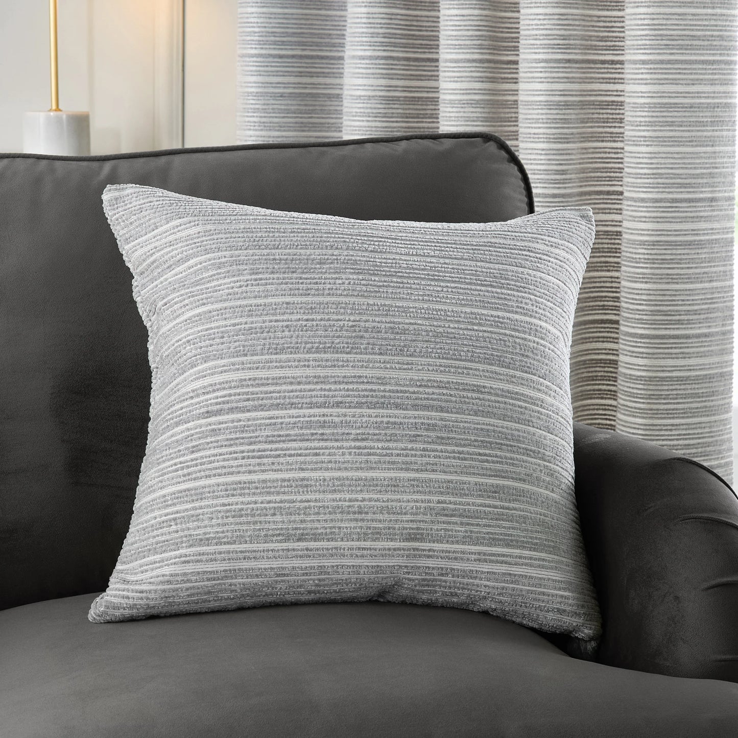 Jason Chenille Eyelet Curtains Silver (Pair)