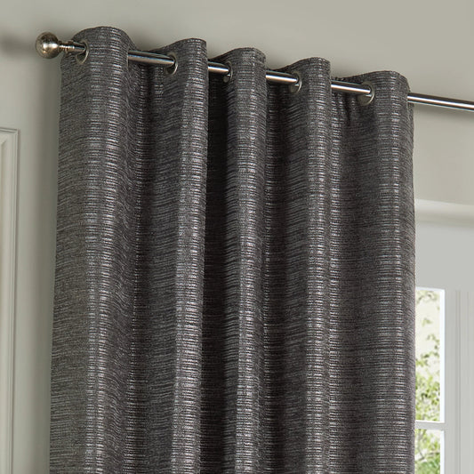 Jason Chenille Eyelet Curtains Graphite (Pair)