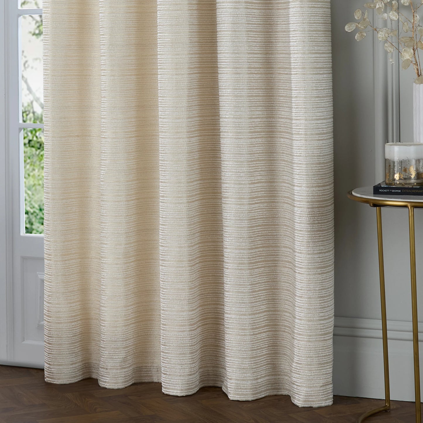 Jason Chenille Eyelet Curtains Ivory (Pair)