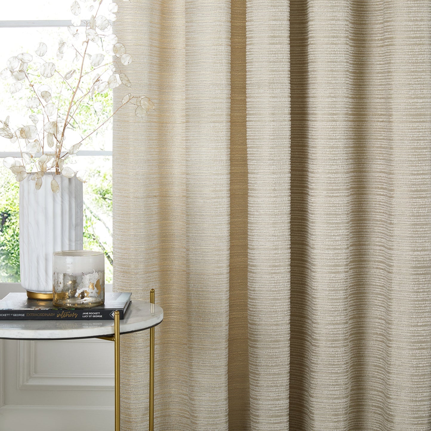 Jason Chenille Eyelet Curtains Ivory (Pair)