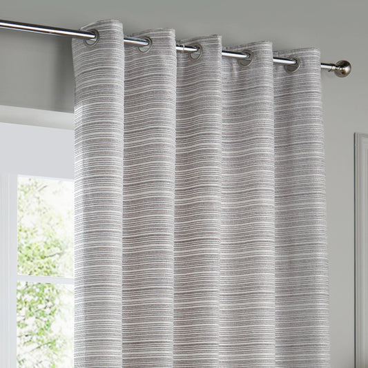 Jason Chenille Eyelet Curtains Silver (Pair)