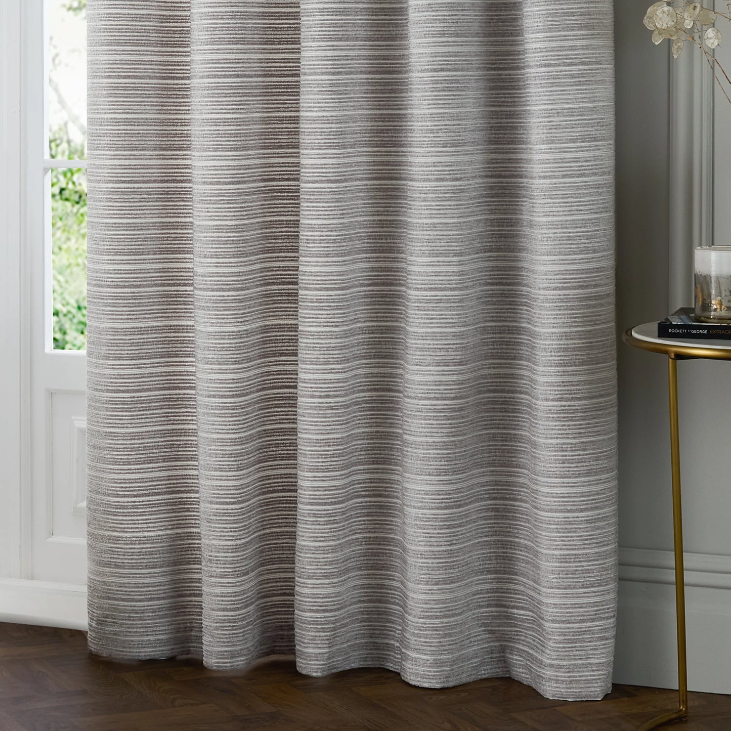 Jason Chenille Eyelet Curtains Silver (Pair)