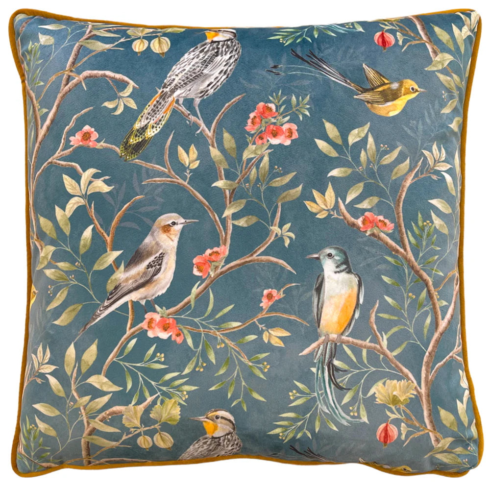 Chinoiserie Birds Cushion Set in Slate Blue