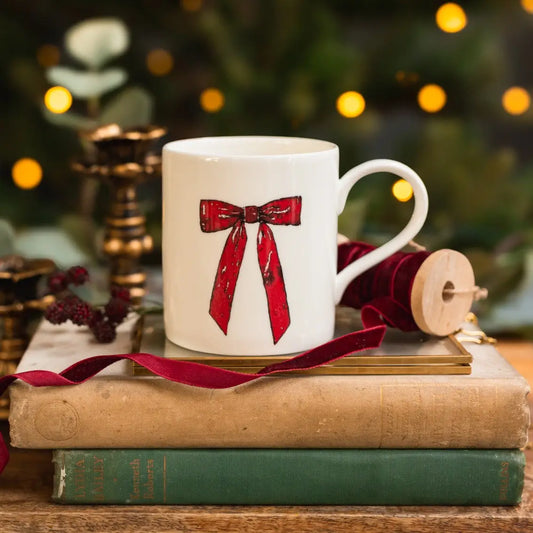 Christmas Bow Fine Bone China Mug