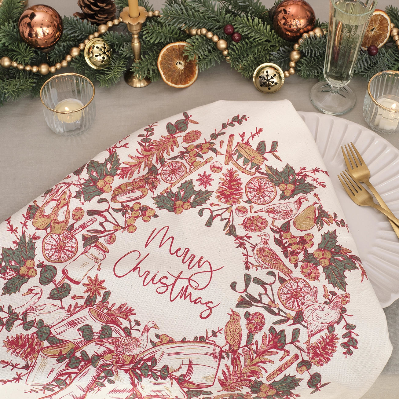 Two Turtle Doves Tea Towel