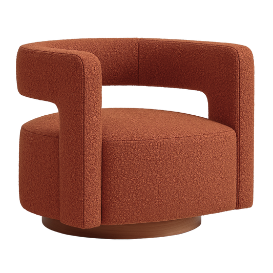 Noah Upholstered Accent  Armchair in Terracotta Boucle