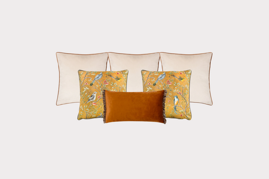 Chinoiserie Birds Cushion Set in Gold
