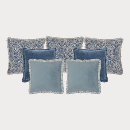 Damask Cushion Set in Blue