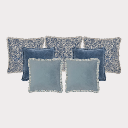 Damask Cushion Set in Blue