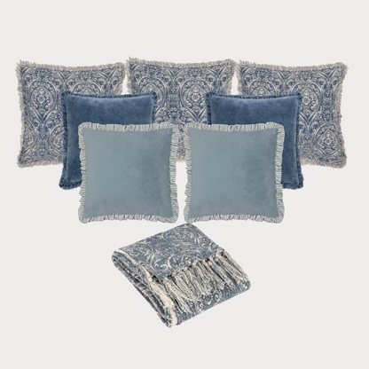 Damask Cushion Set in Blue