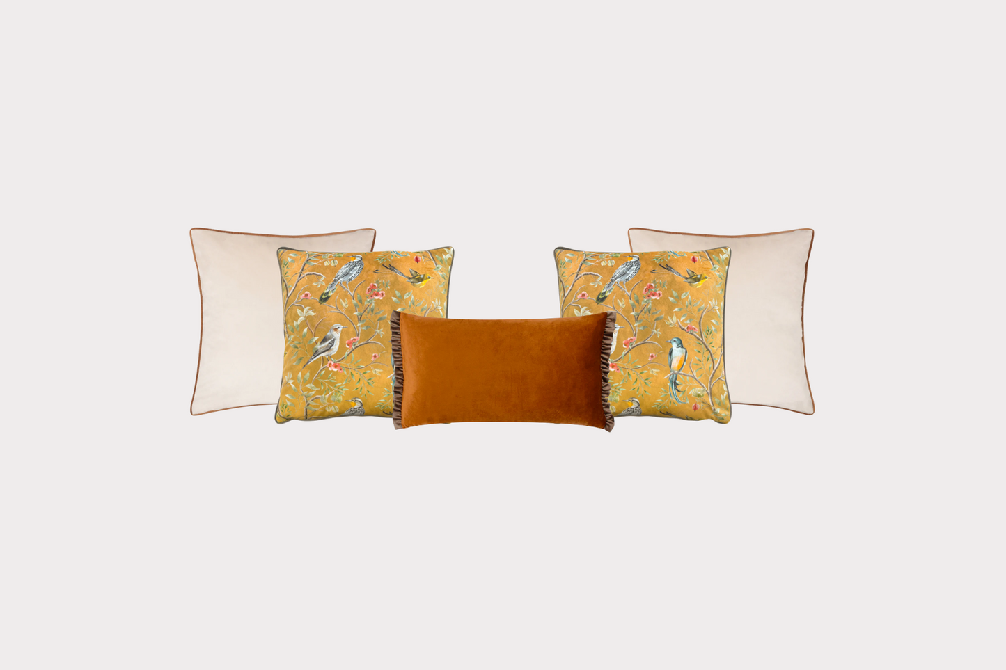 Chinoiserie Birds Cushion Set in Gold