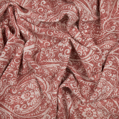Coral Damask Printed Throw 100% Cotton