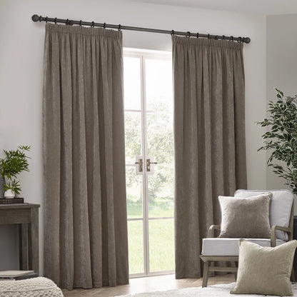 Venna Chenille Velvet Darkening Pencil Pleat Curtains (Pair)