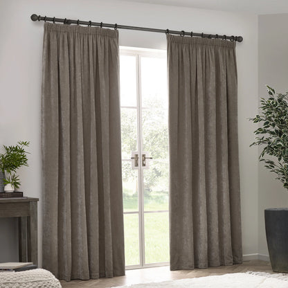 Venna Chenille Velvet Darkening Pencil Pleat Curtains (Pair)