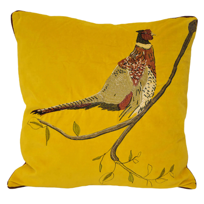 Pheasant Cushion Set in Mustard