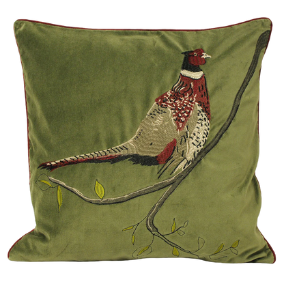 Pheasant Cushion Set in Moss Green