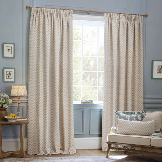 Hutton Jacquard Pencil Pleat Curtains (Pair)
