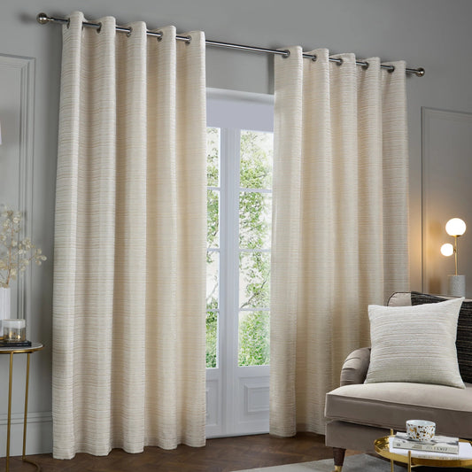 Jason Chenille Eyelet Curtains Ivory (Pair)