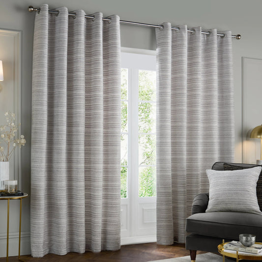 Jason Chenille Eyelet Curtains Silver (Pair)