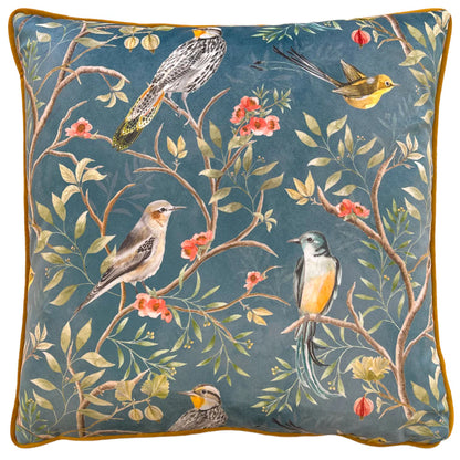 Chinoiserie Birds Cushion Set in Slate Blue