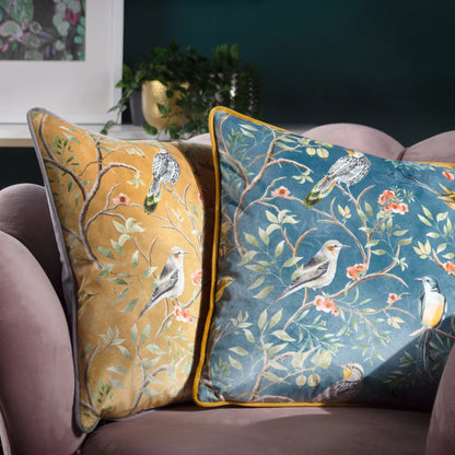 Chinoiserie Birds Cushion Set in Slate Blue