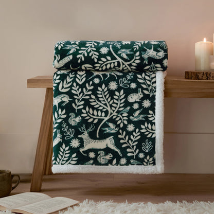Woodland Fleece Throw Emerald