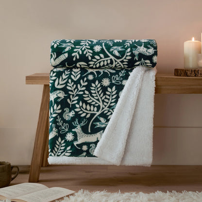 Woodland Fleece Throw Emerald