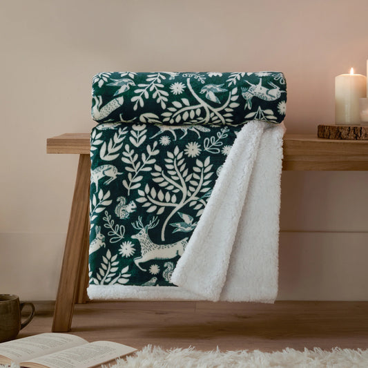 Woodland Fleece Throw Emerald