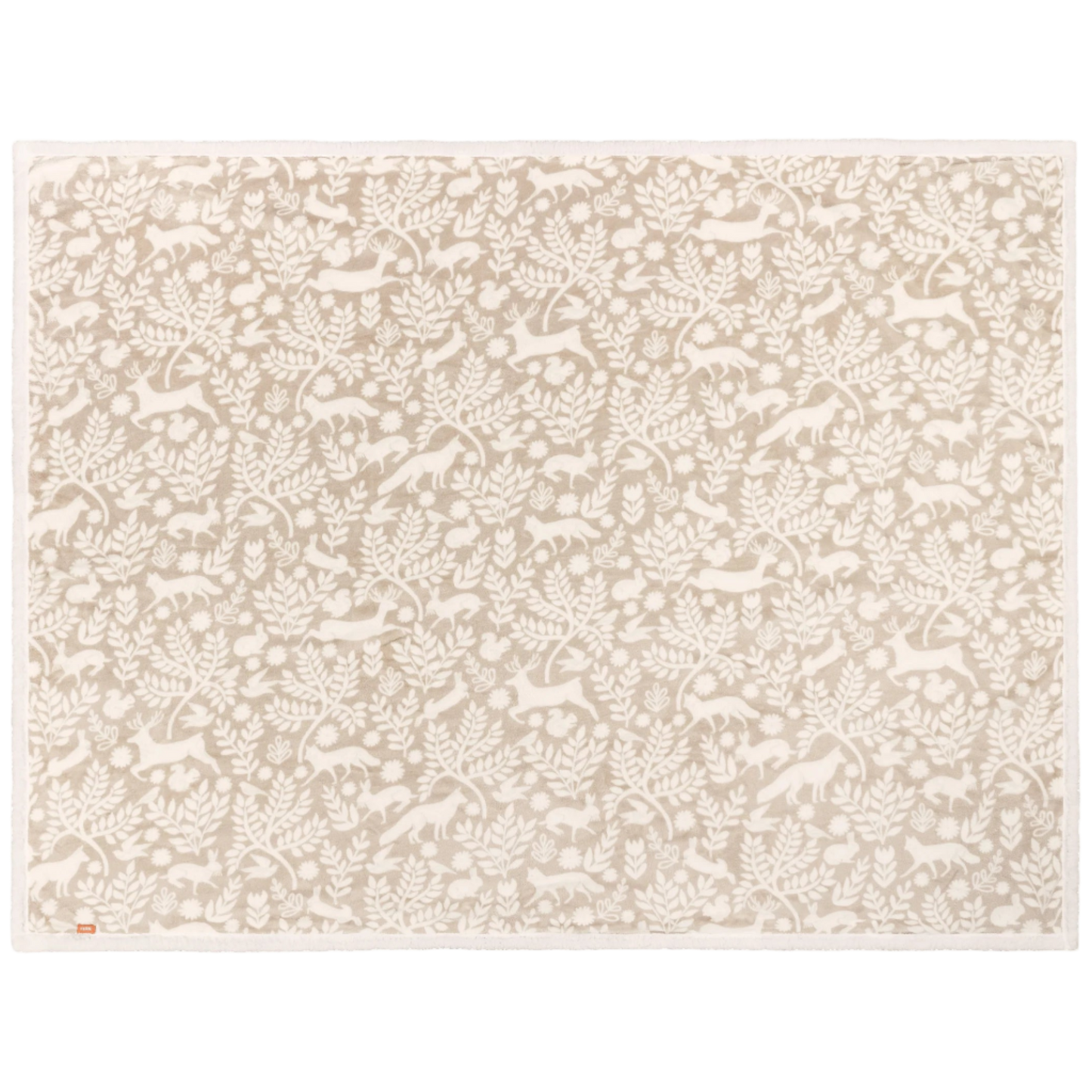 Beige patterned throw on a white background