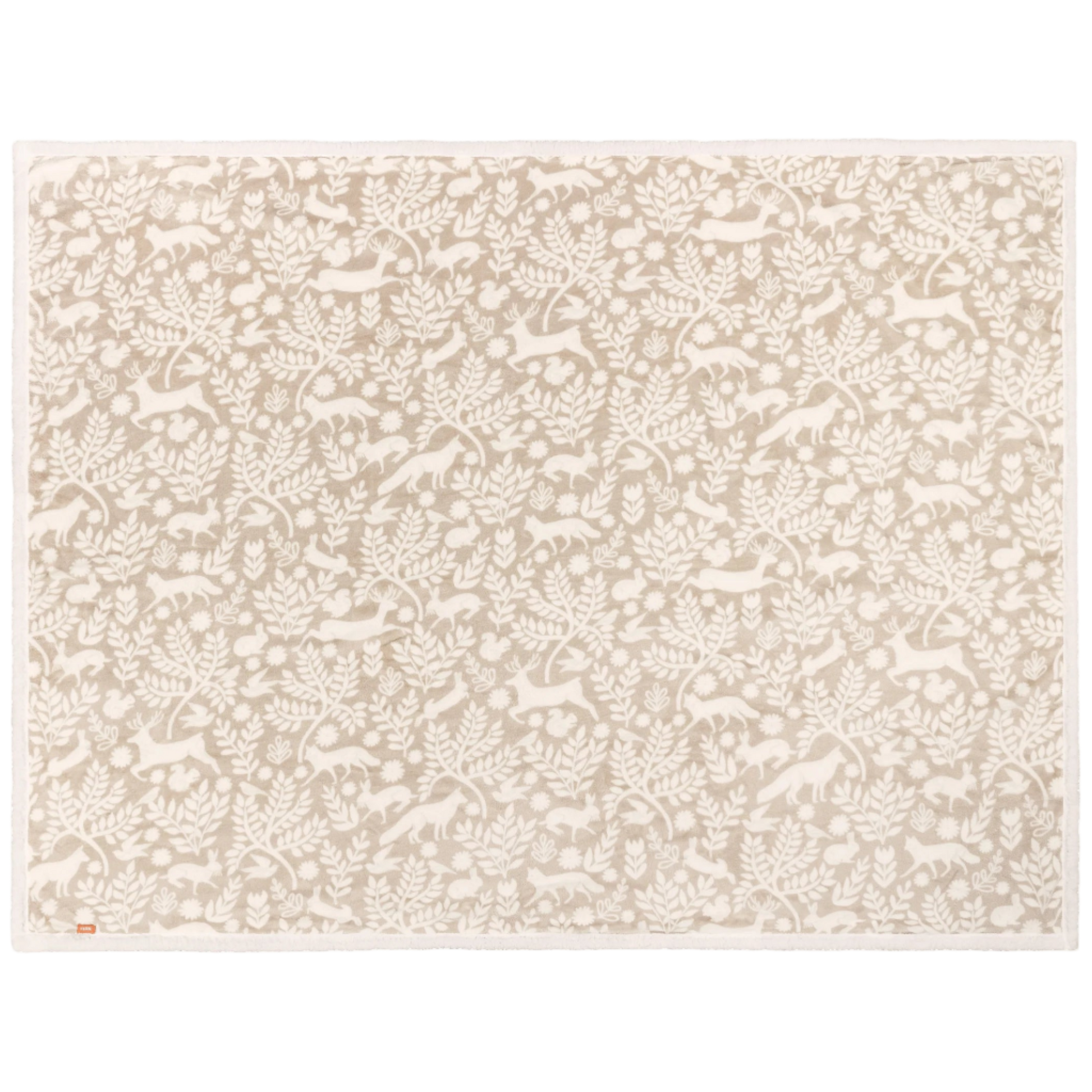 Beige patterned throw on a white background