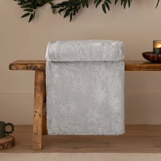 Snowflakes Embossed Fleece Throw