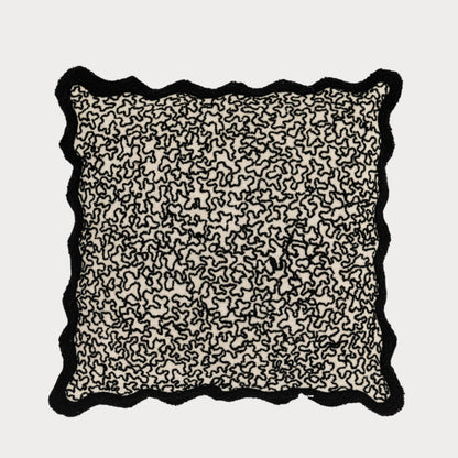 Black Embroidered Scallop Edged Cushion (Set of two)