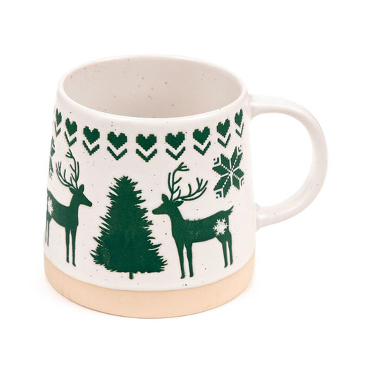Stoneware Mug - Green Reindeer