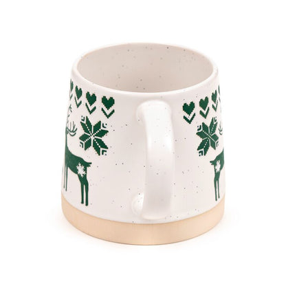 Stoneware Mug - Green Reindeer