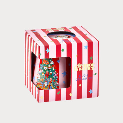 Christmas Tree Candy Stripe Mug & Coaster Set